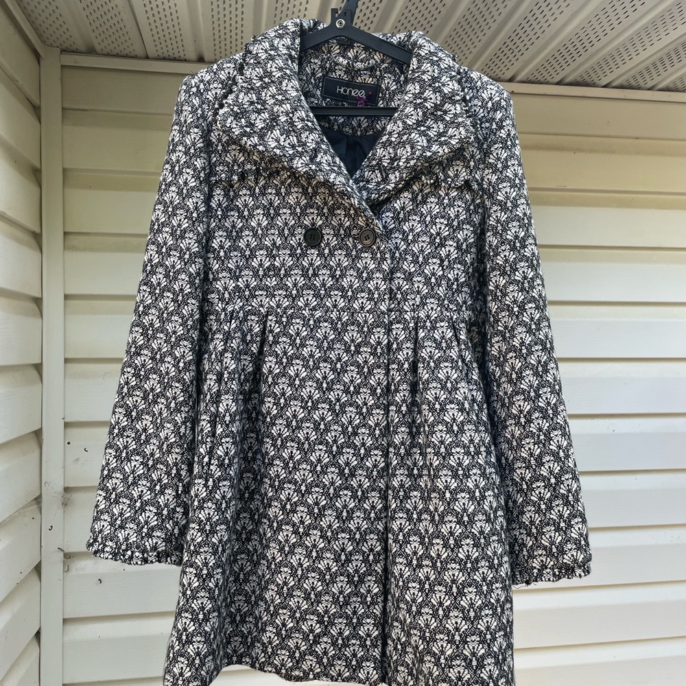 Stylish Women's Patterned Pea Coat Size M